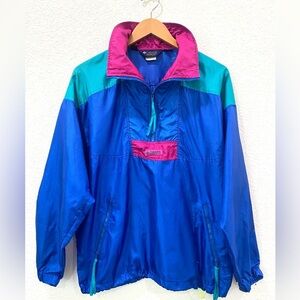 Vintage Columbia Windbreaker Pullover Jacket 90s Sportswear Color Block Size L